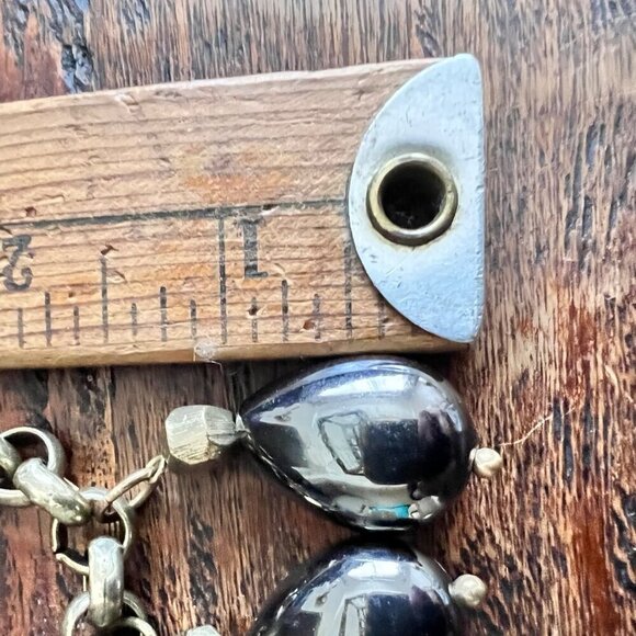 Chico’s Cleopatra Brass and Hematite Drop Statement Necklace - Picture 9 of 10